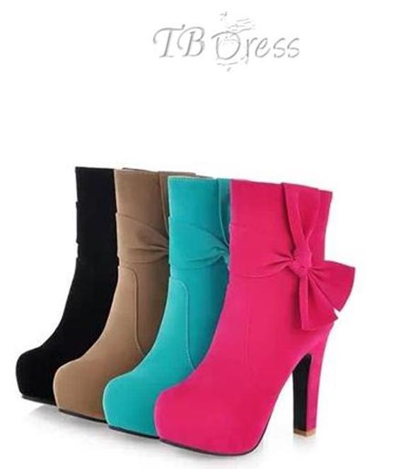 2014 New Closed Toe Bow Ankle Boots