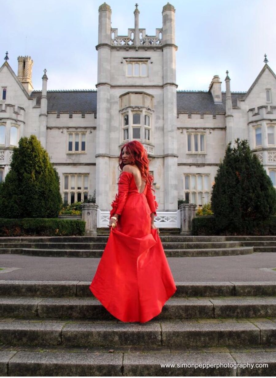 IRENE MAJOR MODELS AVENARD COUTURE DRESS AT INGRESS ABBEY