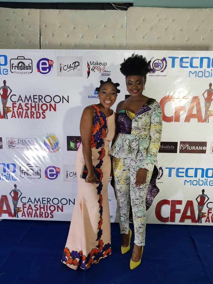 Actress Nsang Dilong Rocks Red Carpet In A Cascading Ankara Inspired & Lace High-Low Peplum Stunner