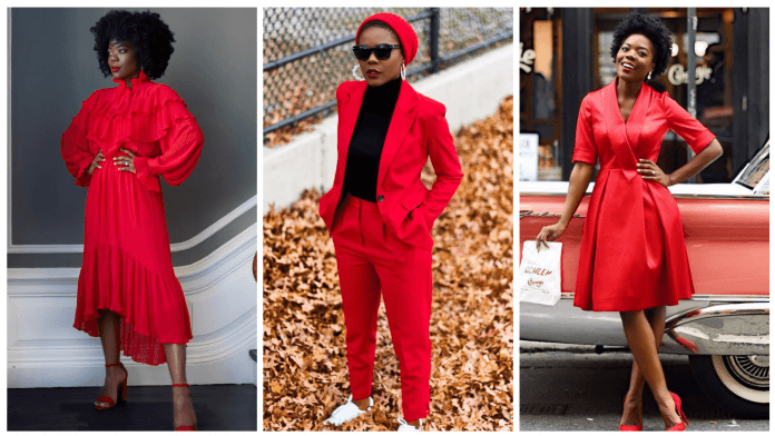 Styling red fashion clothing