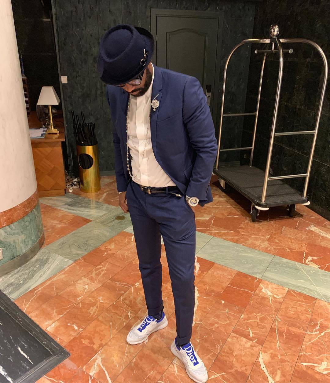 Fally Ipupa Shows Off Personal Fashion Style Dior “B21 Neo" Sneakers for Men