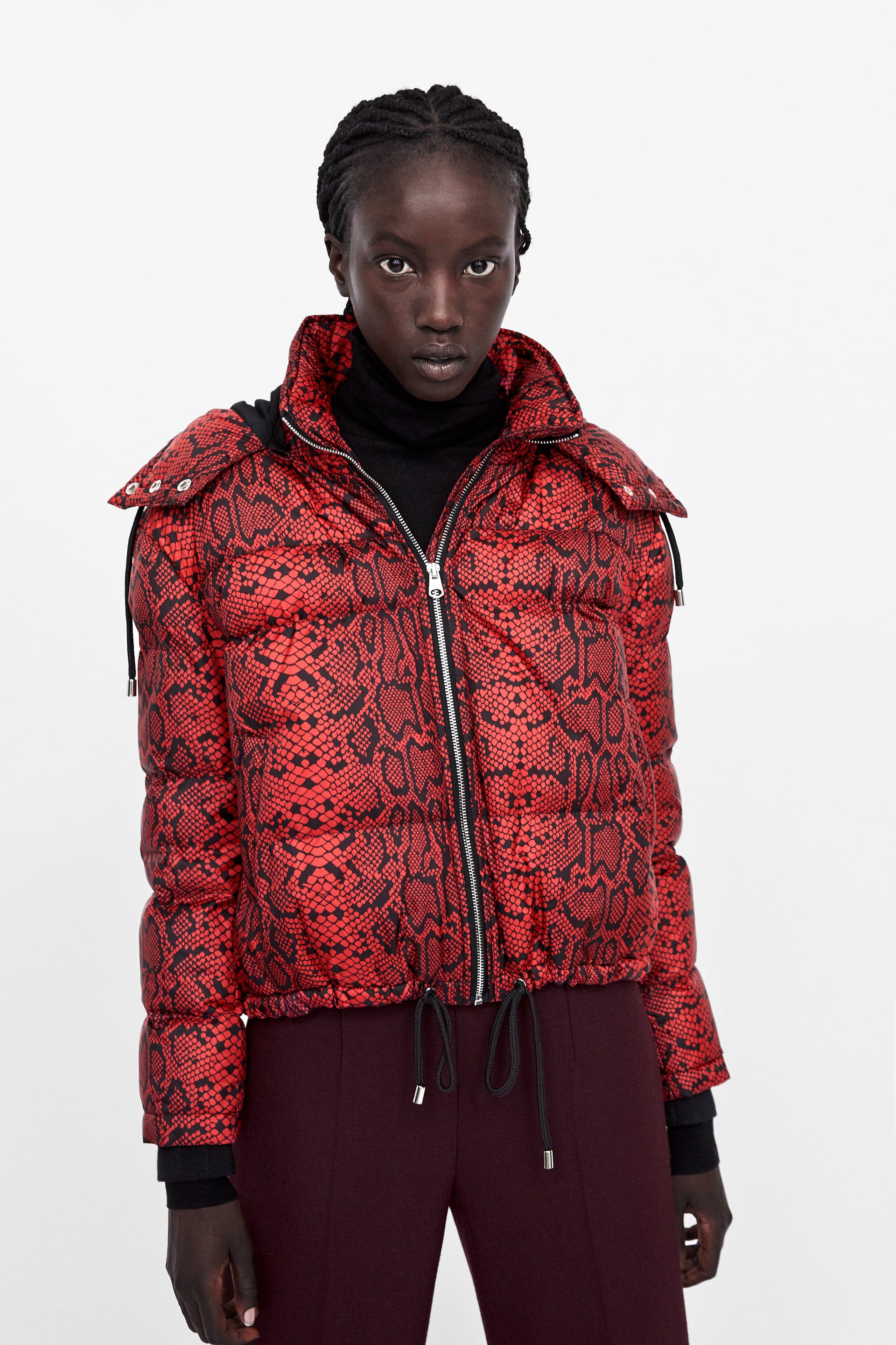 SNAKESKIN PRINT PUFFER JACKET