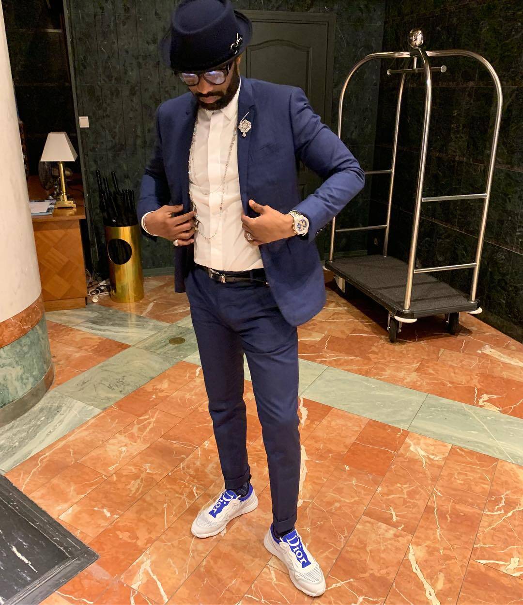 Fally Ipupa Shows Off Personal Fashion Style Dior “B21 Neo" Sneakers for Men