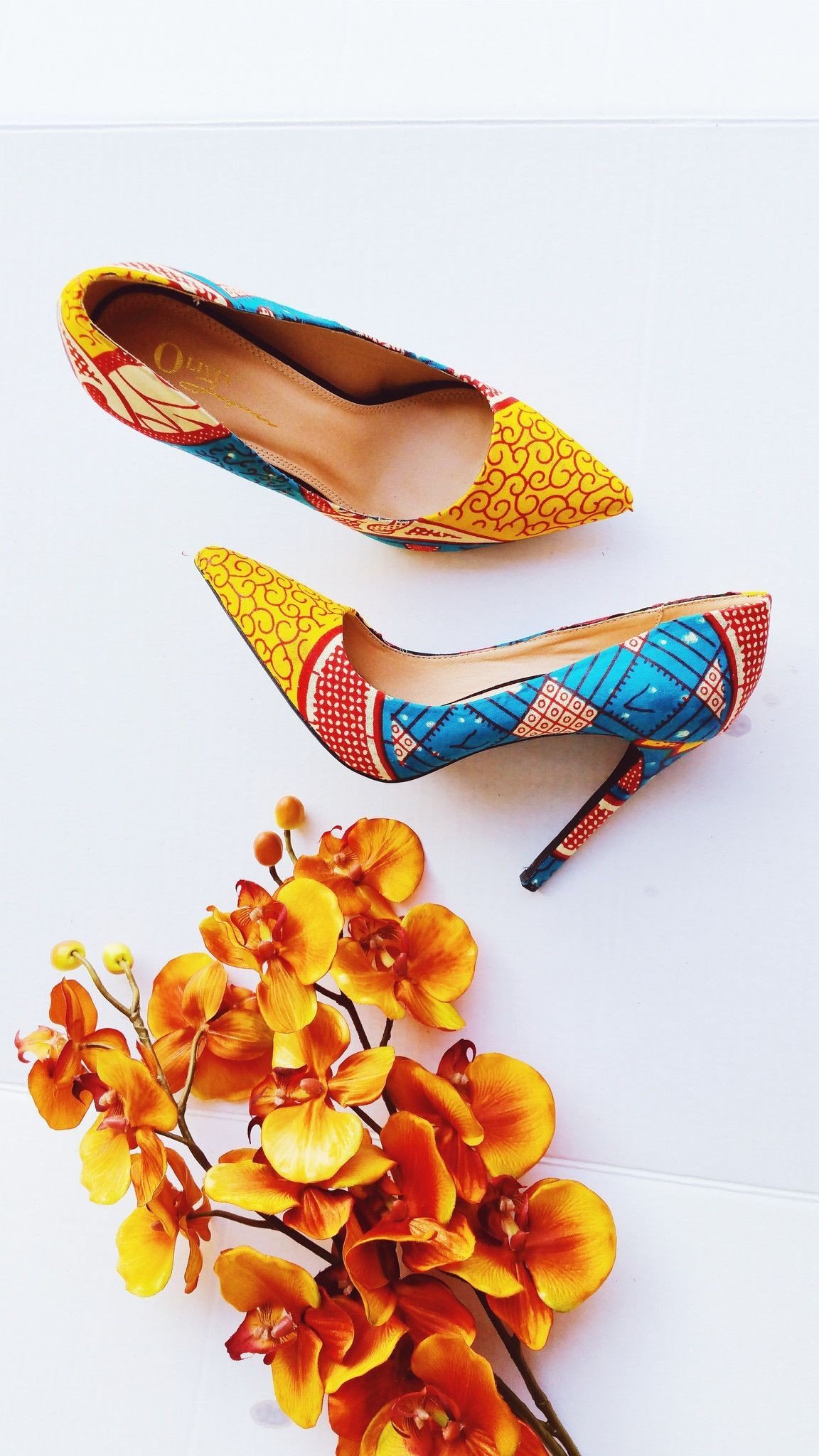 Yellow African Print Fashion Shoes For Women