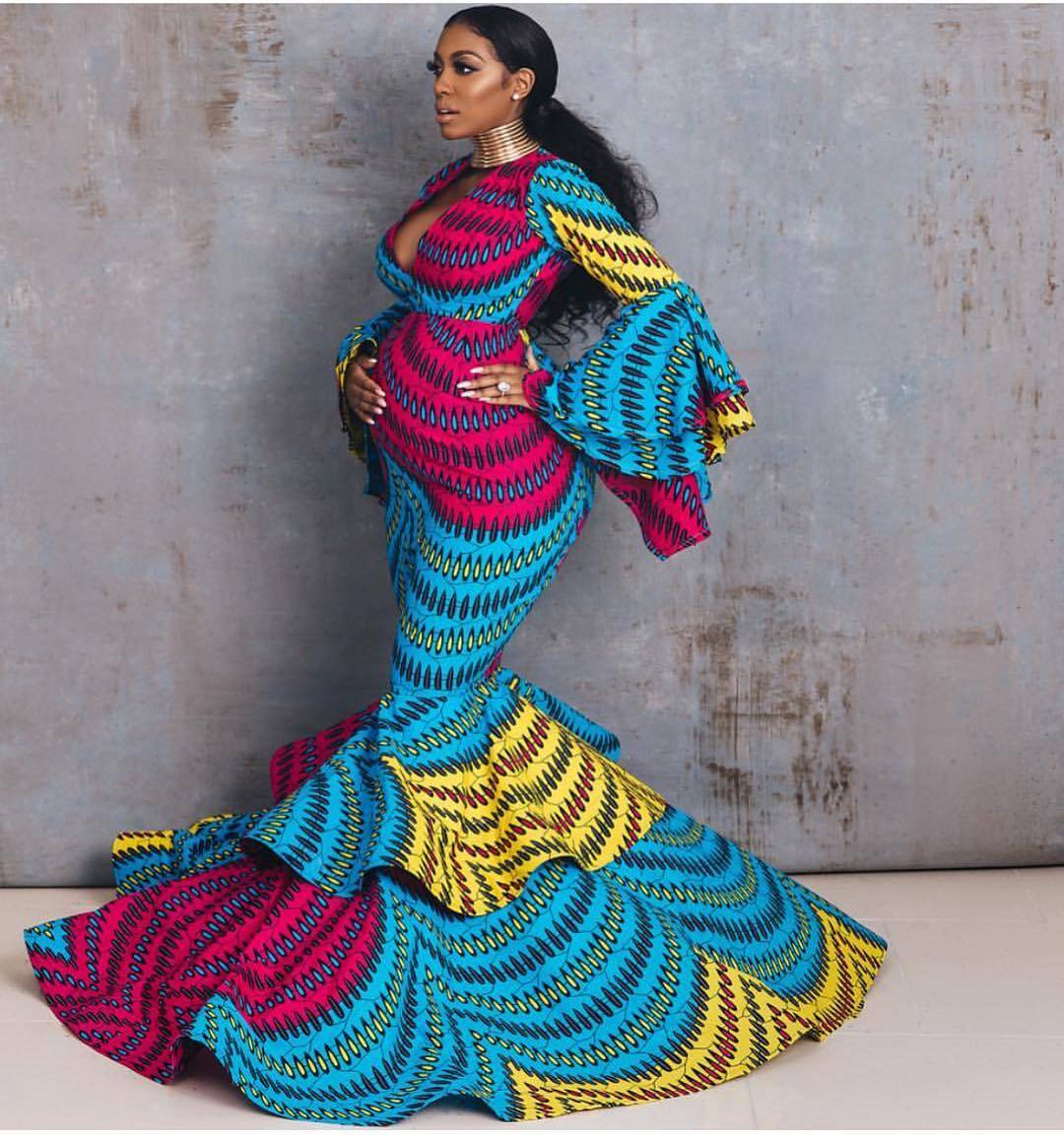 Porsha Williams In African Print Evening Dress By Lavie By CK